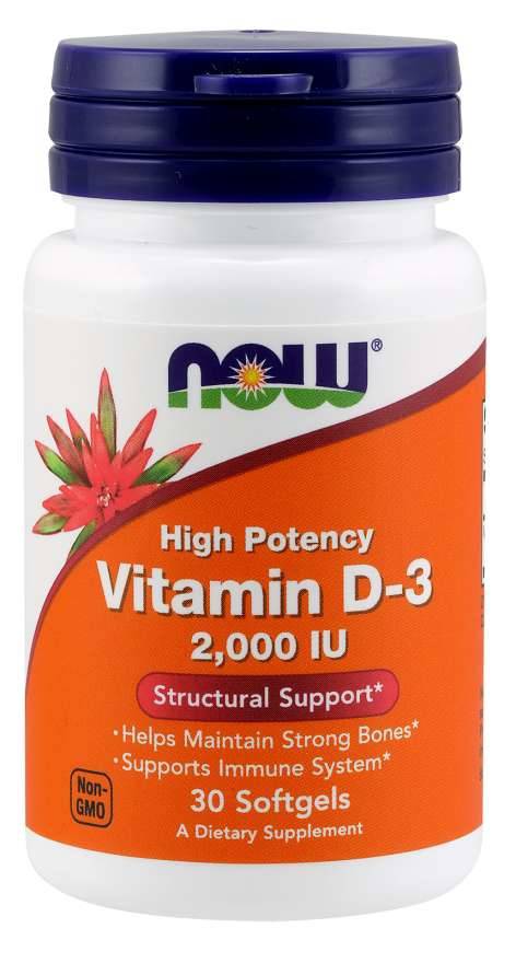 NOW FOODS Vitamin D-3 2000 IU 120 Softgels - New Heights Supplements